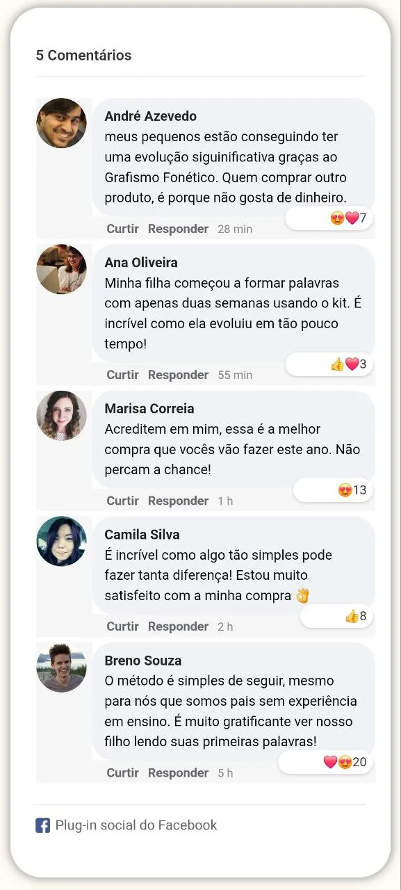 Prova social — depoimentos de famílias